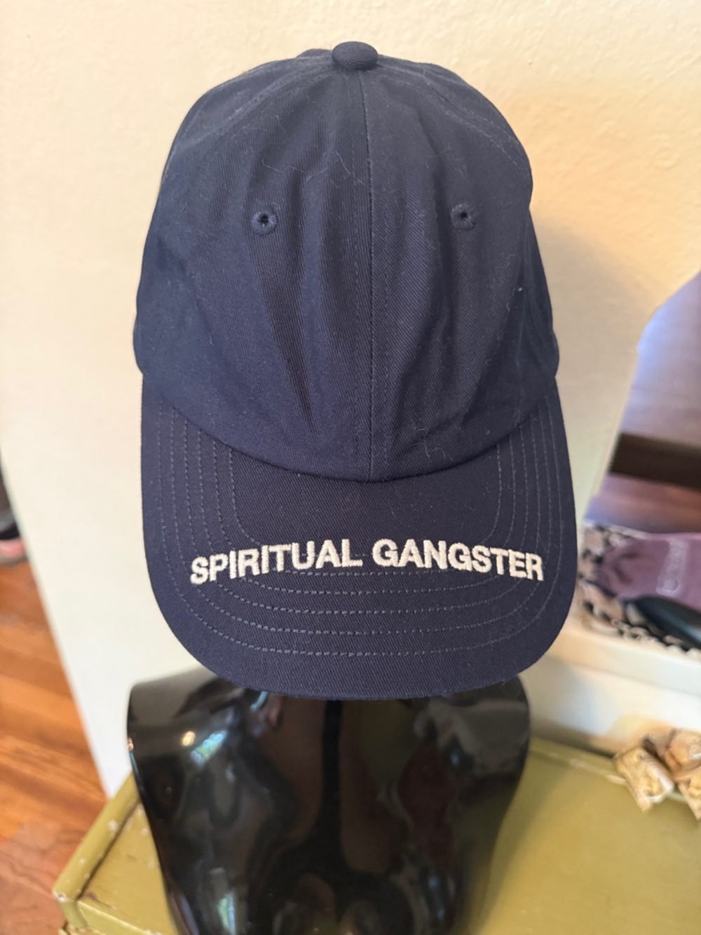 Spiritual Gangster Navy Baseball Cap with White Logo